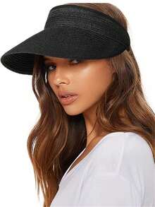 1pc Women's Straw Sun Hat, Foldable Ponytail Beach Hat, Suitable For Ladies Travel In Summer - A - View 15