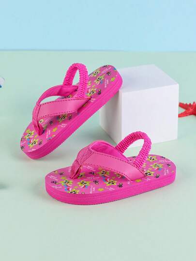 1 Pair Spring/Summer New Comfortable Fashion Casual Lightweight Toddler Girl Slippers, Cute Rabbit & Star Design, Soft Sole Easy On/Off Sandals