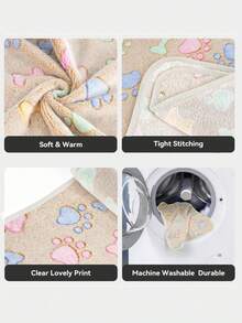 3pcs Pet Blanket, Super Soft & Fluffy High-Quality Cute Paw & Bone Pattern Pet Fleece Blanket, Suitable For All Seasons - Mixed 3 Colors, Size M, 52*76 cm - View 4