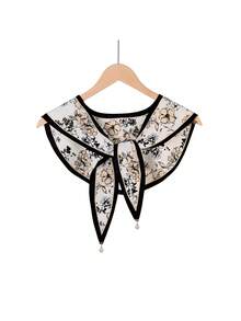 1pc Women's High-End Cashew Oil Painting Style Shawl Cardigan With Pearl Pendant Collar - Multicolor - View 9