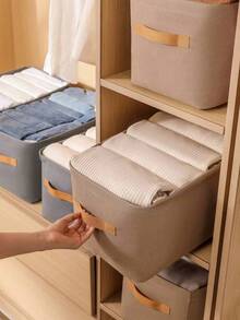 1/2pcs Foldable Large Capacity Wardrobe Organizer, Open Top Design Bedroom Clothes Storage Box, Foldable Wardrobe Organizer With Large Capacity, Breathable, Moisture-Proof, Wear-Resistant, Soft, Multi-Scene Use: Wardrobe, Bedroom, Home, Office - Multicolor - View 4