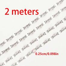 2m Stainless Steel Cross & O-Ring Lip Chain, Multi-Style Steel Color Stainless Steel Chain, Suitable For DIY Jewelry Making Bracelets Necklaces Accessories - 2 Meters - View 15
