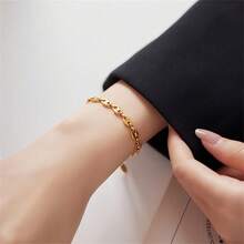 Golden Bracelet Exquisite 18K Stainless Steel Women's And Girls' Bracelet Gift For Mom, Personalized Pig Nose Coffee Bean Bracelet - Gold - View 1