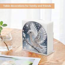1pc Diamond Painting Tissue Box Kit - Cats, Owls, Puppies, Doves Patterns, Acrylic Material DIY Rhinestone Handicraft, Open-Style Tissue Box - Convenient For Dining Table, Living Room, Gift Giving - View 16