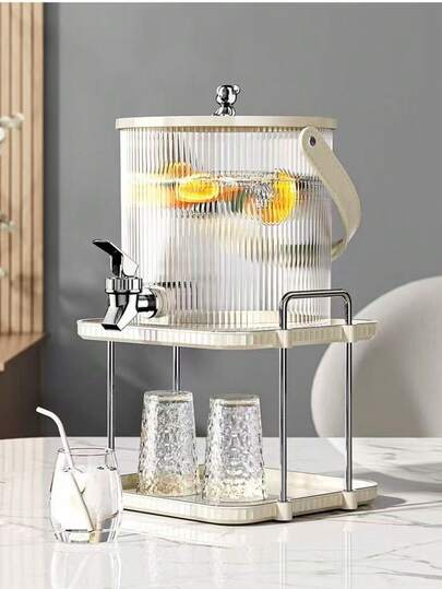 1pc New Luxury Double-Layer Cold Water Dispenser Storage Rack, Desktop Juice Beverage Cup Holder With Faucet, Drink Ice Bucket, Suitable For Weddings, Valentine's Day Parties, Bachelor Parties, Full Moon Gifts And Daily Home, Hotel, Bar Use