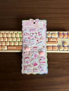 3D立体浮雕可爱卡通动物贴纸 - 桃子造型泡沫贴纸，适用于DIY日记、笔记本和手工制作 - 彩色 - 查看 8