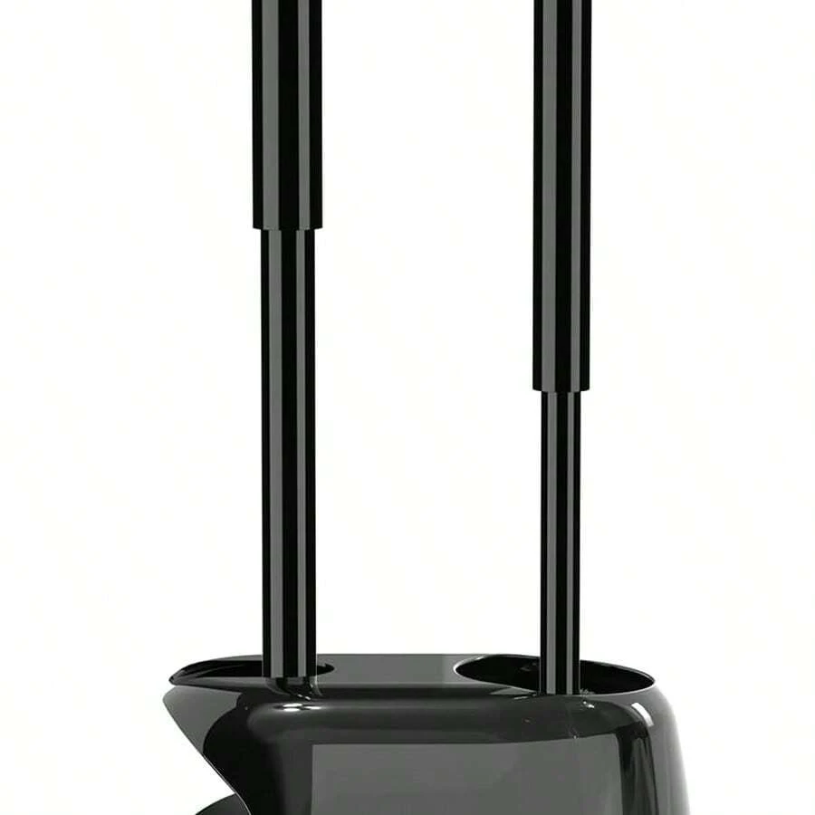 Bathroom Toilet Brush And Plunger Set - Heavy Duty Cleaning With Hidden Holder - Black - Black - View 1