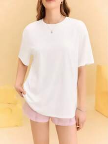 Disney One-Piece Outfit, Cars-Themed Couple's T-Shirt - Featuring Lightning McQueen And Sally Racing Car Designs, A Versatile And Casual Summer T-Shirt Suitable For Both Men And Women (Sold Separately) - Valentine's Day Gift - 女士白色 - 查看 3