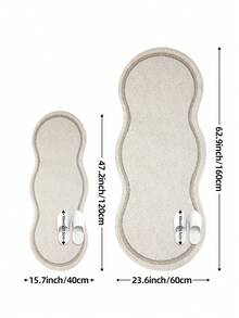 DAJIANG 1 件装米色不对称波浪边羊毛地毯，适用于浴室、厨房、户外、室内、走廊、卧室、客厅、床边，可机洗，易于清洁，底部防滑，适合卧室装饰、浴室装饰、房间装饰、户外装饰 - 彩色 - 查看 3