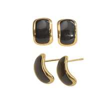 Pendientes de cuentas de acero inoxidable minimalistas, pendientes versátiles de estilo francés retro para mujeres - Blanco - Ver 5