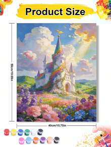梦幻城堡彩虹花园 DIY 数字油画帆布画工艺品 成人家居装饰 40x50厘米/16x20英寸 节日礼物 - 40*50厘米 - 查看 8
