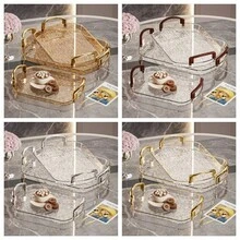 Bộ 1 khay sang trọng có tay cầm, khay đựng dao kéo, khay đựng mỹ phẩm, khay trưng bày, thích hợp để trên mặt bàn bếp, khay trang trí bồn cầu nhà tắm, đồ trang trí nhà cửa. - Xám - Xem 10