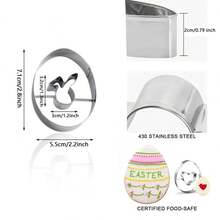 9pcs Easter Egg Shaped Cookie Cutters Stainless Steel Baking Mold Creative Cookie Biscuit Cutter For Holiday Parties And Clay Crafting - Silver - View 4