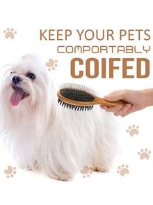 Double-Sided Bamboo Pet Brush, Suitable For Long-Haired Dogs And Cats, Can Remove Shedding, Tangles And Dead Hair - Multicolor - View 6