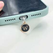 1个双面黑色26字母防尘手机塞/英文字母姓名首字母充电挂件/读卡器/兼容Type-C/Lightning（5-14）接口/情侣防尘塞 - 黑色 - 查看 62