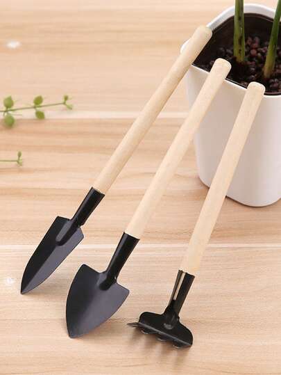 3pcs Mini Shovel, Rake, Trowel Set, Creative Portable Plant Gardening Tools, Beach Soil Scoop, Planting Pot Accessories