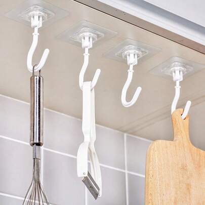 1pc 360 Degree Rotating Seamless Wall-Mounted Multi-Function Hook, Suitable For Kitchen And Other Scenarios