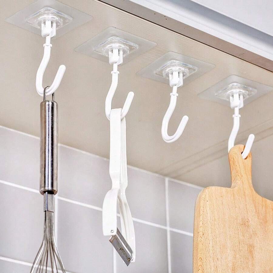 1pc 360 Degree Rotating Seamless Wall-Mounted Multi-Function Hook, Suitable For Kitchen And Other Scenarios - Multicolor - View 1