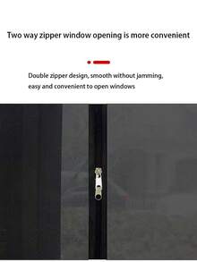 Black Mosquito-Proof Zipper Mesh Screen, Self-Adhesive No Drill Window Netting, Invisible Curtain For Home Use, Anti-Mosquito And Insect - Black Zipper Version - View 6