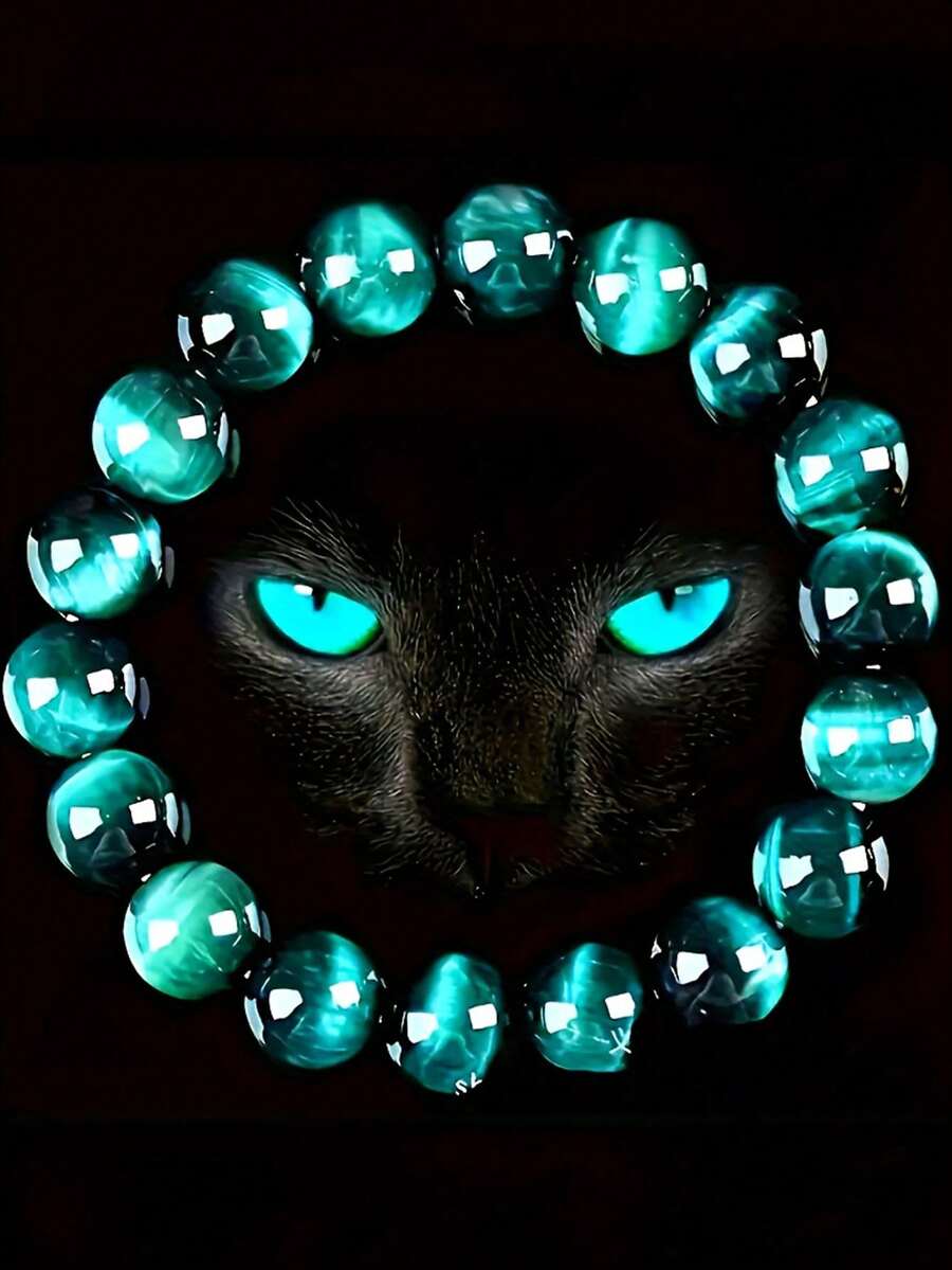 1 Pieces, Blue Tiger Eye Beaded Bracelet-8mm Natural Gemstone, Unisex Daily Wear And Special Occasion Jewelry, Perfect Birthday Gift [Glass Material]