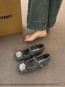 女士黑色套脚高跟鞋，时尚百搭，通勤必备，法式设计，新品上市 - 灰色 - 查看 3