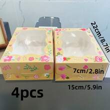 4件套母亲节礼品盒，尺寸分别为20*12*7厘米（饼干/糖果盒）、22*15*7厘米（蛋糕盒）、花形贺卡、透明窗口甜点盒，适合节日派对，可装甜甜圈、迷你蛋糕、糕点、糖果等。 - 紙本 - 查看 16