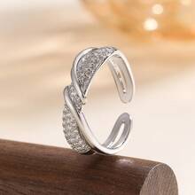 1pc (High Quality) Elegant Double-Layer Twisted Ring, Minimalist Chic Line Design Open Ring, Suitable For Women's Daily And Party Wear - Silver - View 9