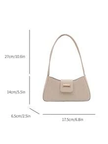 French Personalized Retro Baguette Handbag, New Korean Fashion Shoulder Tote Underarm Bag - White - View 10
