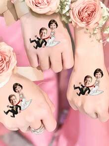 10/20/30/60件組婚禮派對伴手禮臨時紋身貼紙，情侶客製化紋身貼紙，Until Death Do Us Part 派對伴手禮，情人節禮物，婚禮配件，伴娘禮物，聖誕裝飾，感恩節禮物，派對裝飾 - 彩色 - 查看 10