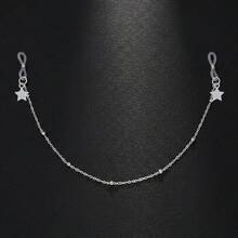 女士锆石假乳环身体链，精致水滴珍珠吊坠，无需穿孔，可调节身体链，身体饰品 - 銀色 - 查看 7