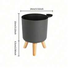 Style nordique Pot de fleurs moderne avec pieds en bois pour chambre, salon, plantes au sol, support de pot de plantation, balcon, bonsaï, décoration de maison et de jardin - Rond - Voir 4