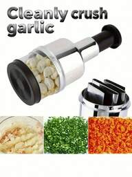 1 pieza Prensa de ajo y trituradora de ajo, verduras, cebollas y nueces de acero inoxidable - Duradera, fácil de usar, molinillo pequeño, utensilio de cocina, rebanador de verduras y estructura de acero inoxidable, adecuado para cocina, fiestas y reuniones