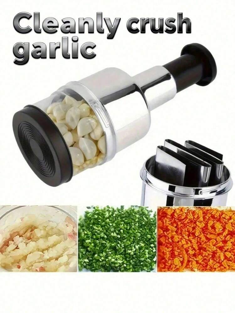 1 Garlic Compressor And Stainless Steel Garlic, Vegetables, Onions, Nuts And More - Durable, Easy To Use, Small Grinder, Kitchenware, Vegetable Slicing And Stainless Steel Structure, Suitable For Kitchens, Parties And Gatherings - Multicolor - View 1