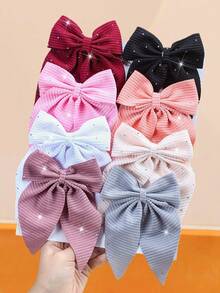 10个/套缎面心形蝴蝶结发夹，精致的心形装饰，闪亮迷人。超大尺寸设计，轻松成为发型焦点——适合女孩和女士，无论是甜美风还是优雅风，都能完美搭配，为您的发型增添独特魅力！发饰、学生配饰、发夹、发卡、发爪、学习用品、大学、女士冬季装扮、蝴蝶结、可爱、优雅、发饰、头饰、发夹 - 彩色 - 查看 23