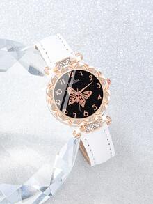 6/5pcs Set Elegant Girl's Fashion Butterfly Pattern Dial Quartz Watch, Suitable For Girls. Can Be Matched With Butterfly Necklace, Bracelet, Ring And Earring Jewelry Set - Multicolor - View 4