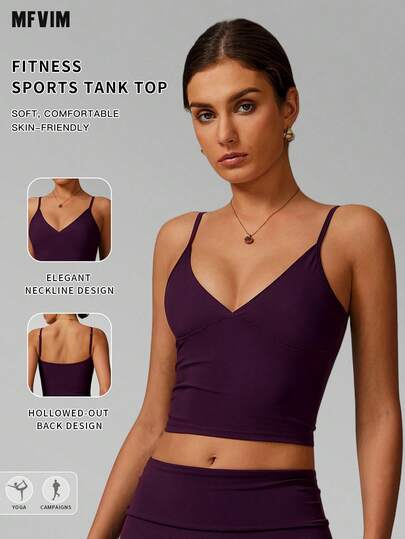  MFVIM Women's Sports Camisole, U-Neck Design Visually Elongates Neck Ratio, Removable Pads, Wear Alone For Outdoor Sports, Breathable & Comfortable Casual Activewear For Running, Cycling, Pilates, Yoga, Gym Workout