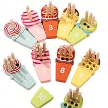 趣味冰淇淋计数棒游戏，益智玩具，内含10个冰淇淋块，早期学习玩具，有助于提升数字认知和锻炼大脑 - 彩色 - 查看 5