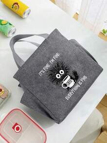 Túi đựng cơm trưa cách nhiệt, in dòng chữ "Rất tốt, tôi ổn, mọi thứ đều tốt", với hình ảnh tách cà phê, dành cho những người yêu thích cà phê nữ. Sản phẩm đi kèm với một túi đựng dao nĩa màu đen. - Nhiều màu - Xem 4