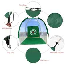 适用于后院练习挥杆的高尔夫击球练习网，适用于室内外车库的高尔夫球击球、投掷和击球练习网，带框架和球网的高尔夫挥杆训练冲击笼。 - 綠色 - 查看 3