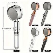 1pc Silver Shower Head With 3 Spray Settings, Adjustable Angle, Home Bathroom Accessory - H37 - View 3