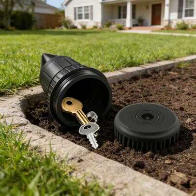 一套仿真洒水器钥匙隐藏器（1个隐藏主体+1个盖子） - 逼真的钥匙隐藏器，钥匙防盗收纳装置 - 防水钥匙，适用于户外花园、庭院和草坪，可轻松插入花园草坪下，防水防腐蚀。