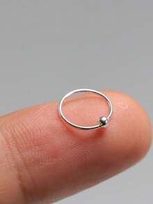 1pc 22G 925 Sterling Silver Nose Ring/Stud, Ear Cuff, Cartilage Hoop, Dangle Earrings For Women, 8mm - Silver - View 8