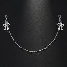 女士锆石假乳环身体链，精致水滴珍珠吊坠，无需穿孔，可调节身体链，身体饰品 - 銀色 - 查看 5