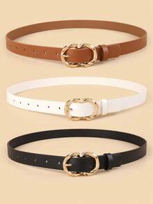 3件套女士双D环腰带，时尚优雅的腰带，适合搭配T恤、连衣裙、牛仔裤和其他日常服饰。 - 彩色 - 查看 3