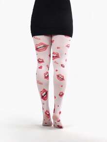 1 Pair Women's Lip Print Leggings - Multicolor - View 4