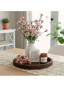 一套乡村风家居装饰：干花花瓶+香薰蜡烛+迷你盆栽，农舍风格客厅卧室茶几装饰：白色花瓶搭配干花、香薰蜡烛和仿真绿植，置于木托盘上，适合北欧风格家居装饰和送礼。 - 棕色 - 查看 3