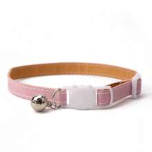 1 chiếc vòng cổ cho thú cưng màu hồng trơn, có chuông, lót da, thoải mái và mềm mại, không gây đau da. - Hồng - Xem 11