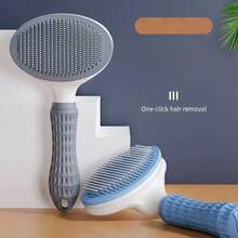 1pc One-Click Self-Cleaning Pet Grooming Brush, Suitable For Cats And Dogs - Pink - View 1