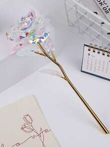 1 Pc / 3 Pcs/ 6 Pcs Gold Foil Rose Of Artificial Roses, Perfect Gift For Her,Party Gifts, Immortal Roses, Material With Stem Artificial Flowers, Colorful Plastic Artificial Flowers, Suitable For Wedding Party Decoration - Color White - View 10