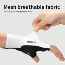 Vilico 1 pereche mănuși fără degete alb-negru, mănuși unisex fitness cu jumătate de deget, stil sport în aer liber cu tampoane groase antiderapante pentru palme, material respirabil și durabil, potrivite pentru sală de sport, alergare, haltere, volei, baschet, badminton, ciclism, drumeții, alpinism, dans, camping, pescuit, ciclism și alte sporturi - Multicolor - Vizualizare 6